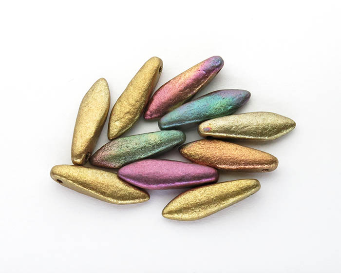 Bodeži 5x16mm K01640E Etched Purple Iris Gold Češke staklene perle