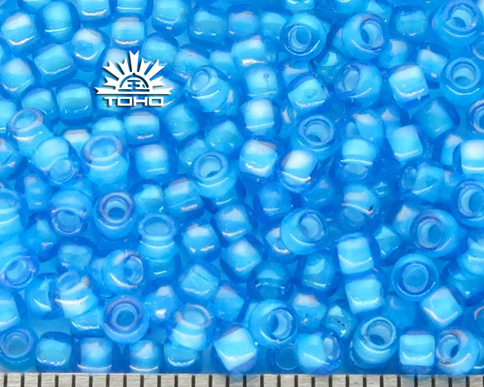 Toho Round 8/0 Aqua /White Lined Toho Seed Beads