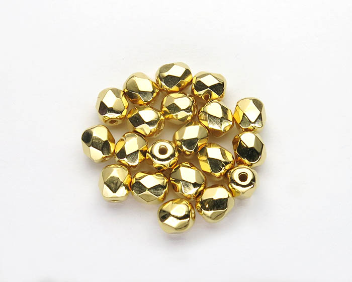 GM1 Firepolish 4mm 24K Gold Plate Facetovane staklene perle