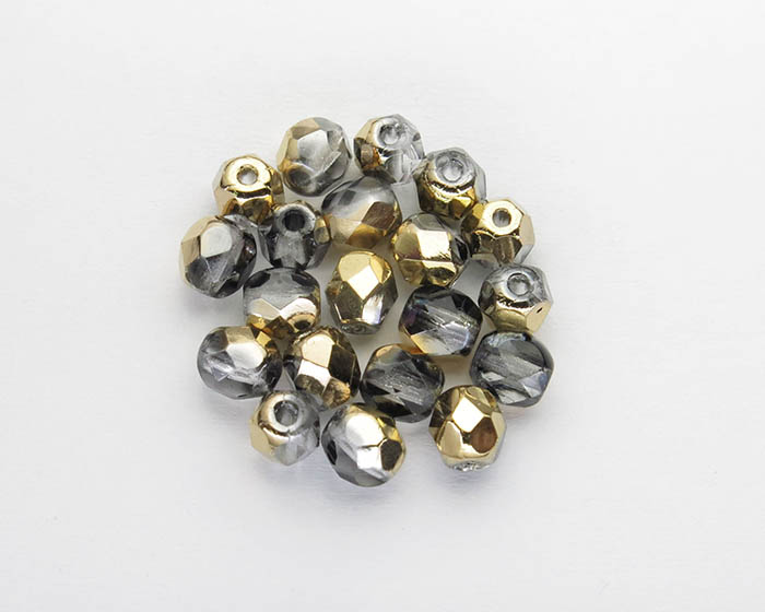 00030 Firepolish 4mm Gold 1/2 Facetovane staklene perle