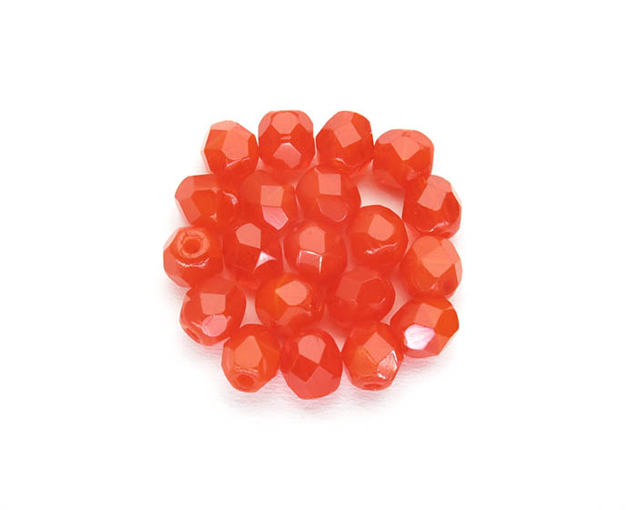 91230 Firepolish 4mm Opal/Transparent Red Facetovane staklene perle