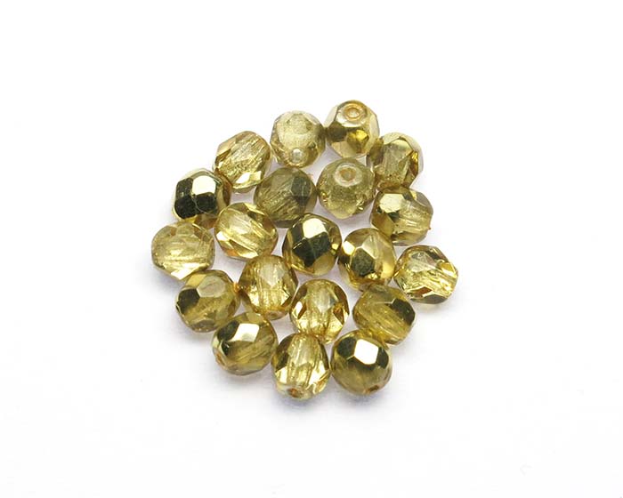 K97387-CR Firepolish 4mm Crystal Gold Topaz Facetovane staklene perle