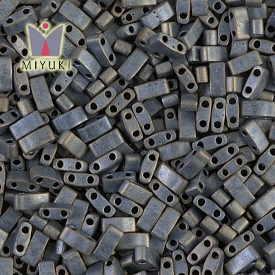 HTL 2002 Miyuki Half Tila Beads - Matted Metallic Silver Grey Seed Beads