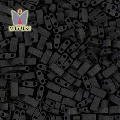 HTL 401F Miyuki Half Tila Beads - Matted Black Seed Beads