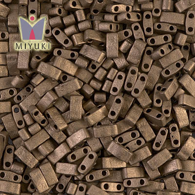 HTL2006 Miyuki Half Tila Beads - Matted Metallic Dk Bronze Seed Beads
