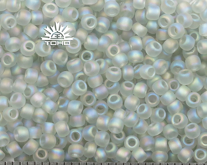TR-11-176AF Toho Round 11/0 Transparent Rbw Frosted Black Diamond Toho Seed Beads