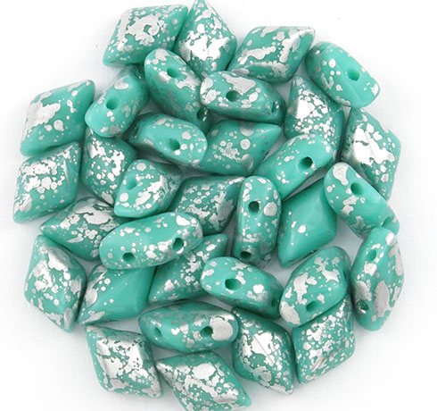 GemDuo 63130-CS23 Silver Splash - Opaque Turquoise GemDuo