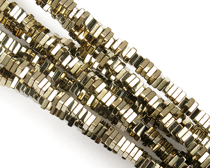 HEM_3M-16 Hematit - Kvadrati Zlatni Komponente za nakit