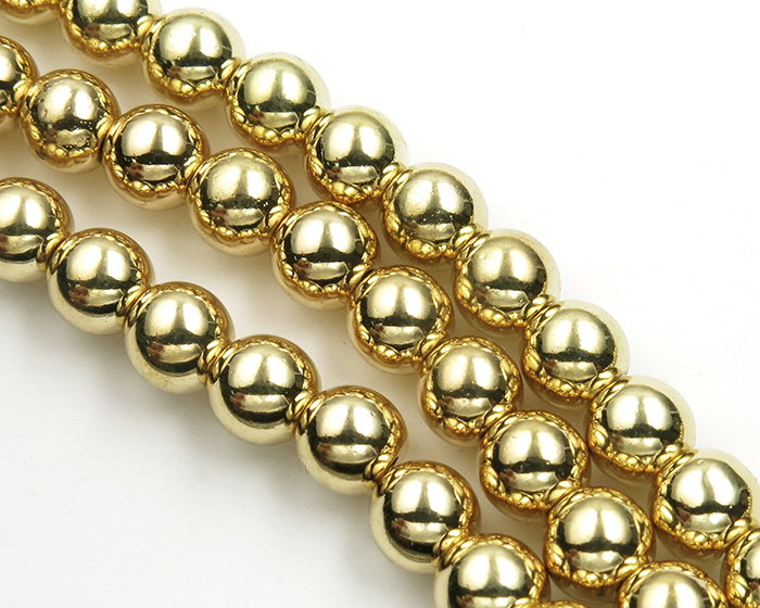 Hematit 6mm - Plated 18K Gold Hematit