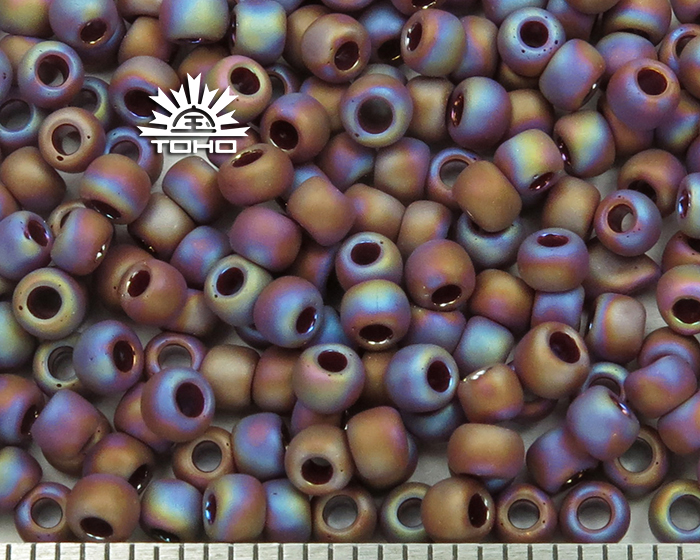 TR-08-406F Toho Round 8/0 Opaque Oxblood - Rainbow Frosted Toho Perlice Seed Beads