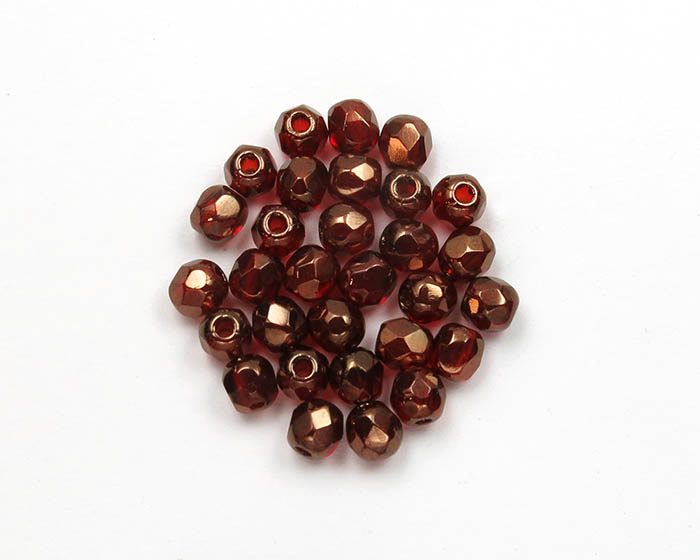 FP03_90080-LZ Firepolish 3mm Siam Rubi - Bronze Staklene perle