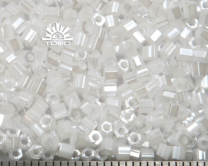 TH-11-121 Hex 11/0 Opaque Lustered White Toho Seed Beads