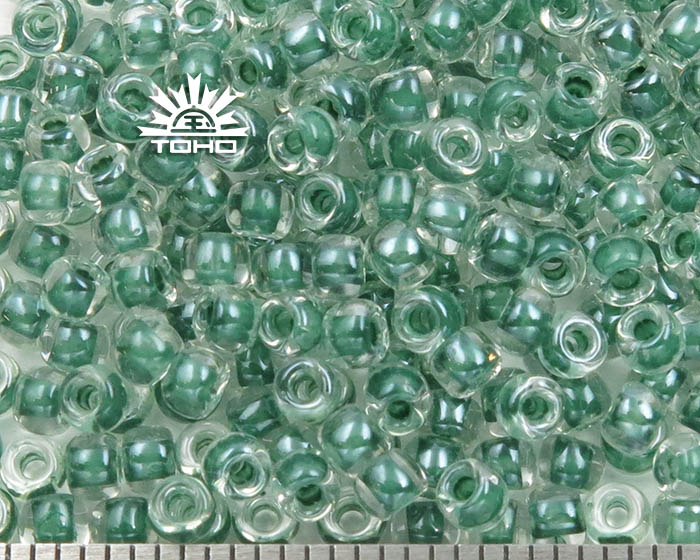 TR-08-1070 Toho Round 8/0 Inside-Color Crystal /Emerald Lined Seed Beads
